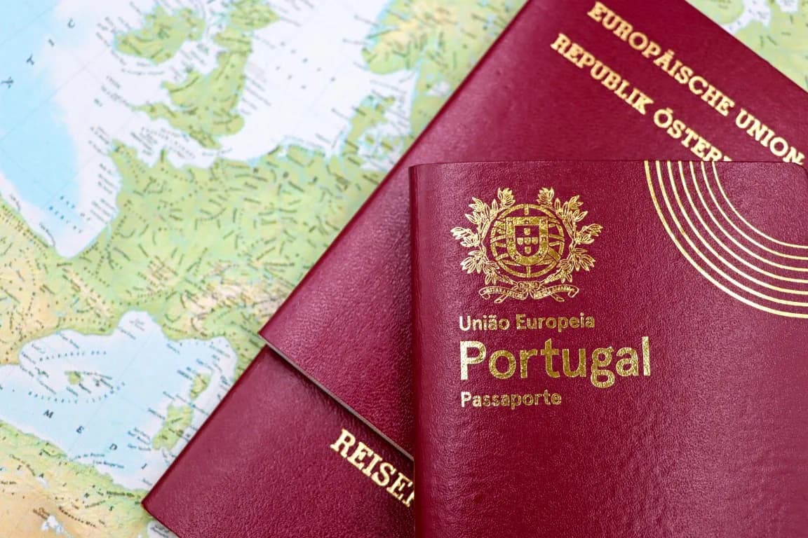 EU passports resting on a map of Europe